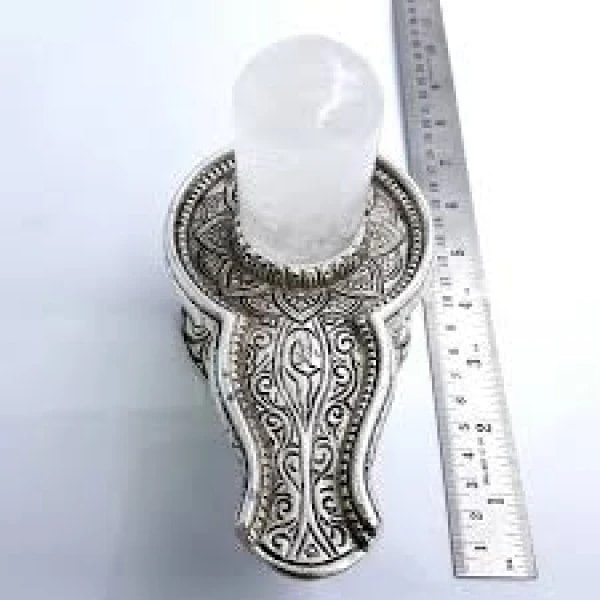 Crystal Shivling with German Silver Jalhari